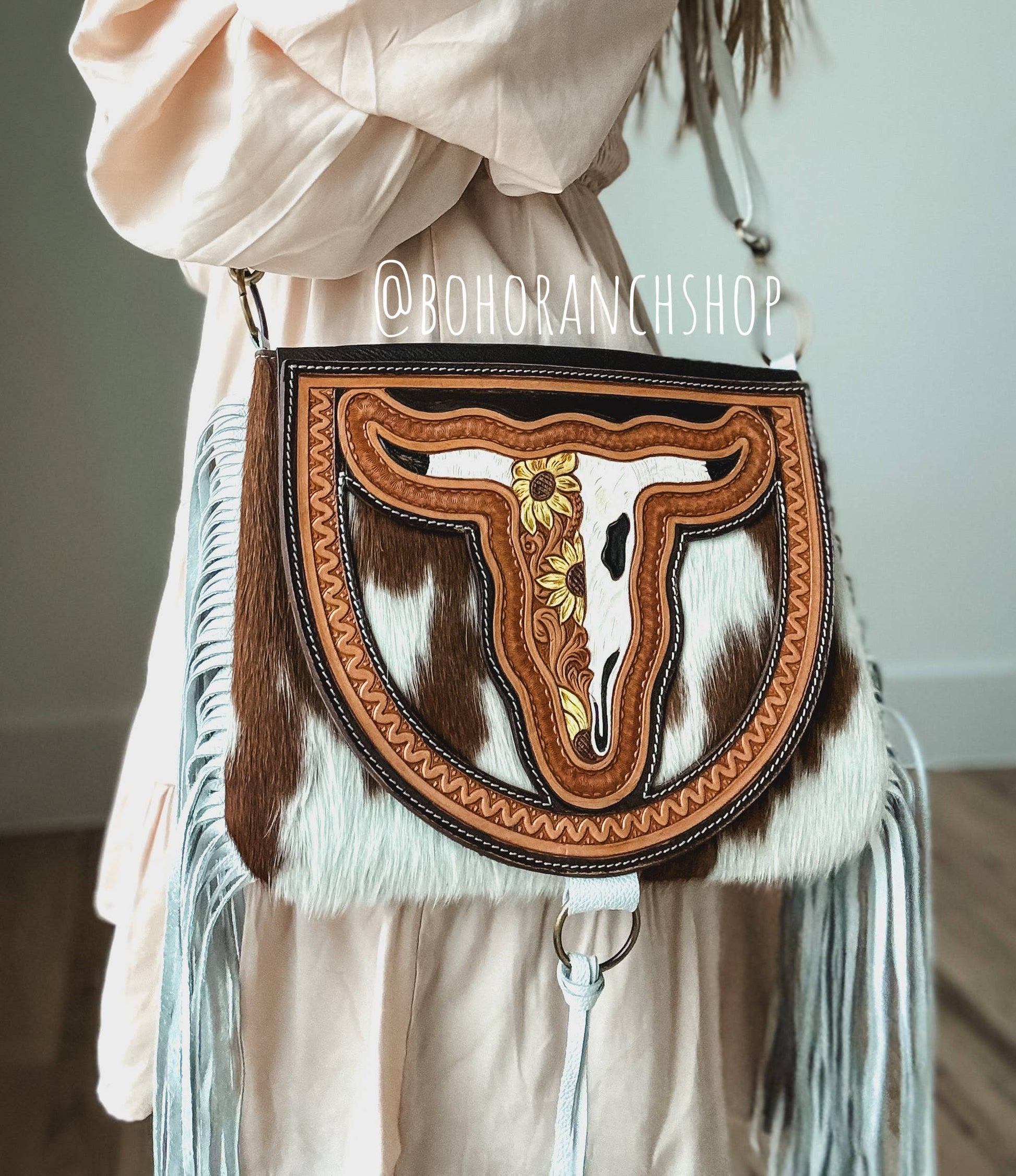 THE CAROLINE CROSSBODY steer longhorn - cowhide purse bag