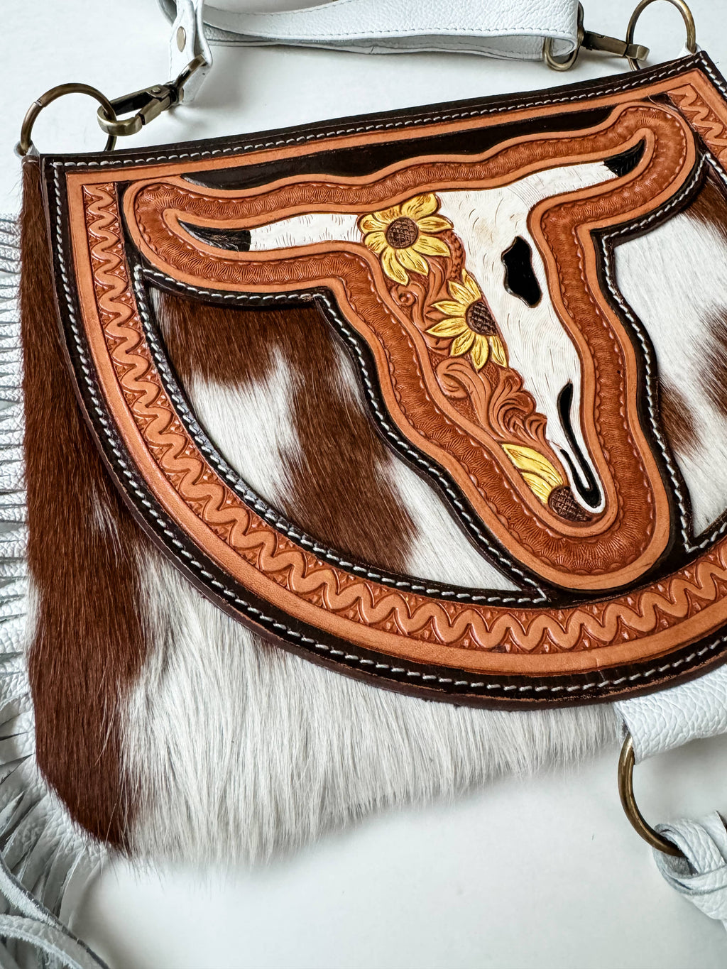 THE CAROLINE CROSSBODY steer longhorn - cowhide purse bag