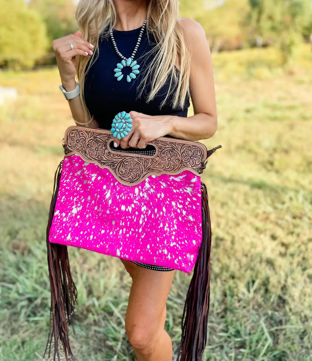 The Maggie Cowhide Leather Crossbody + Back zippered pockets