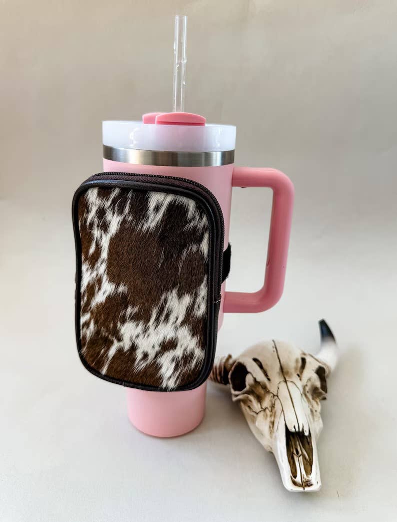 COWHIDE TUMBLER POUCH hairon cowhide accessory water jug
