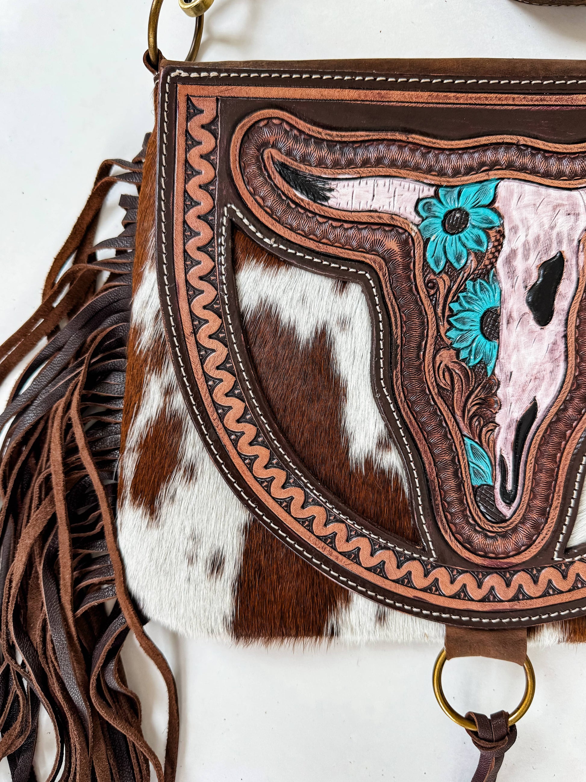 THE CAROLINE CROSSBODY steer longhorn - cowhide purse bag