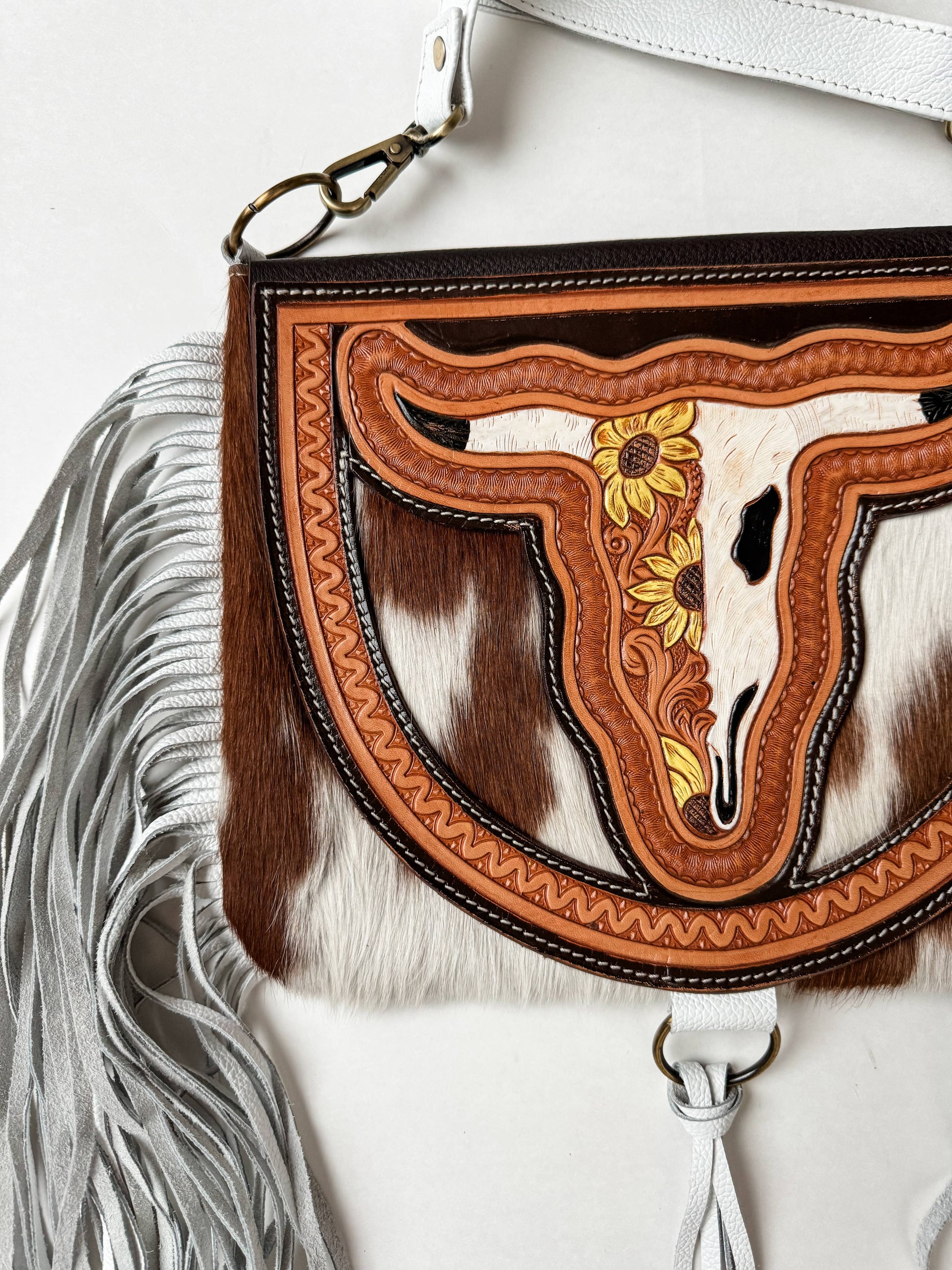 THE CAROLINE CROSSBODY steer longhorn - cowhide purse bag