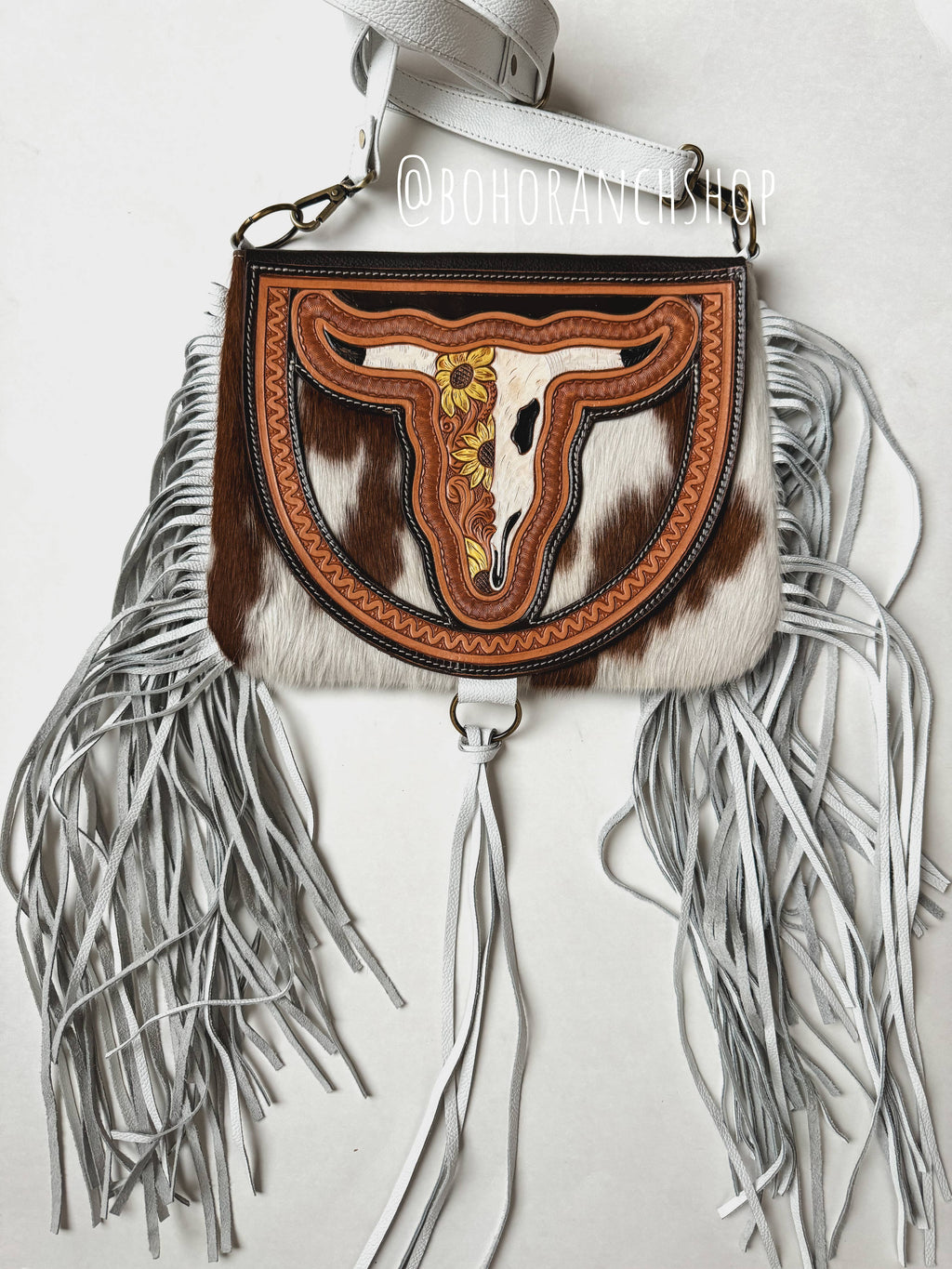 THE CAROLINE CROSSBODY steer longhorn - cowhide purse bag
