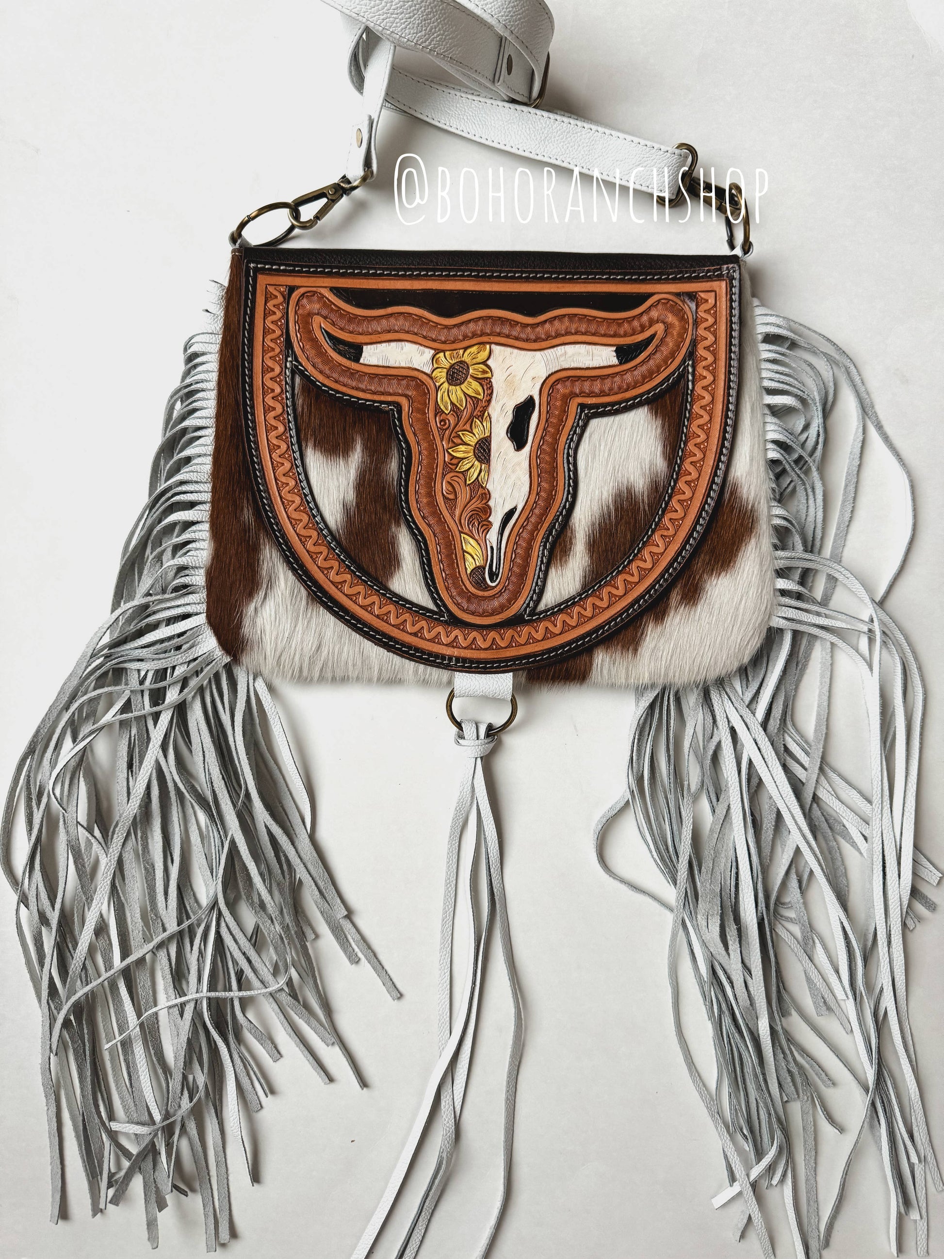 THE CAROLINE CROSSBODY steer longhorn - cowhide purse bag