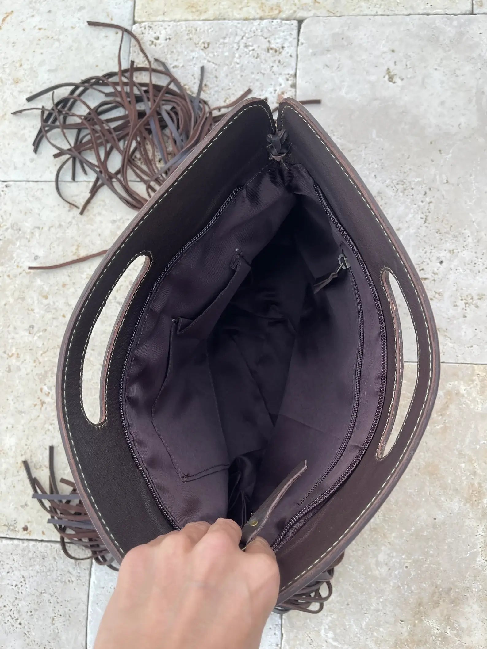 The Maggie Cowhide Leather Crossbody + Back zippered pockets