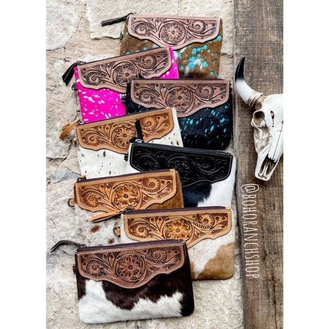 LEXIE COWHIDE WRISTLET Western Hairon Purse Bag