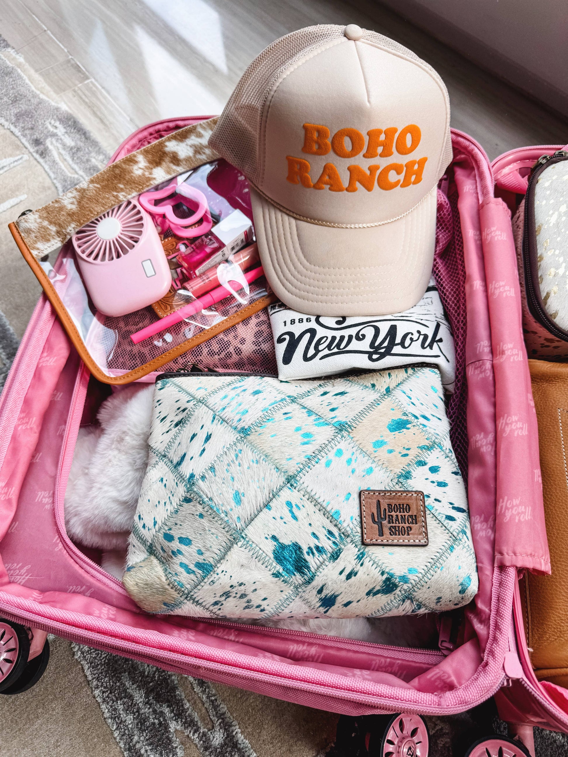 Cowhide Clear Toiletry Makeup Bag, organizer, Travel