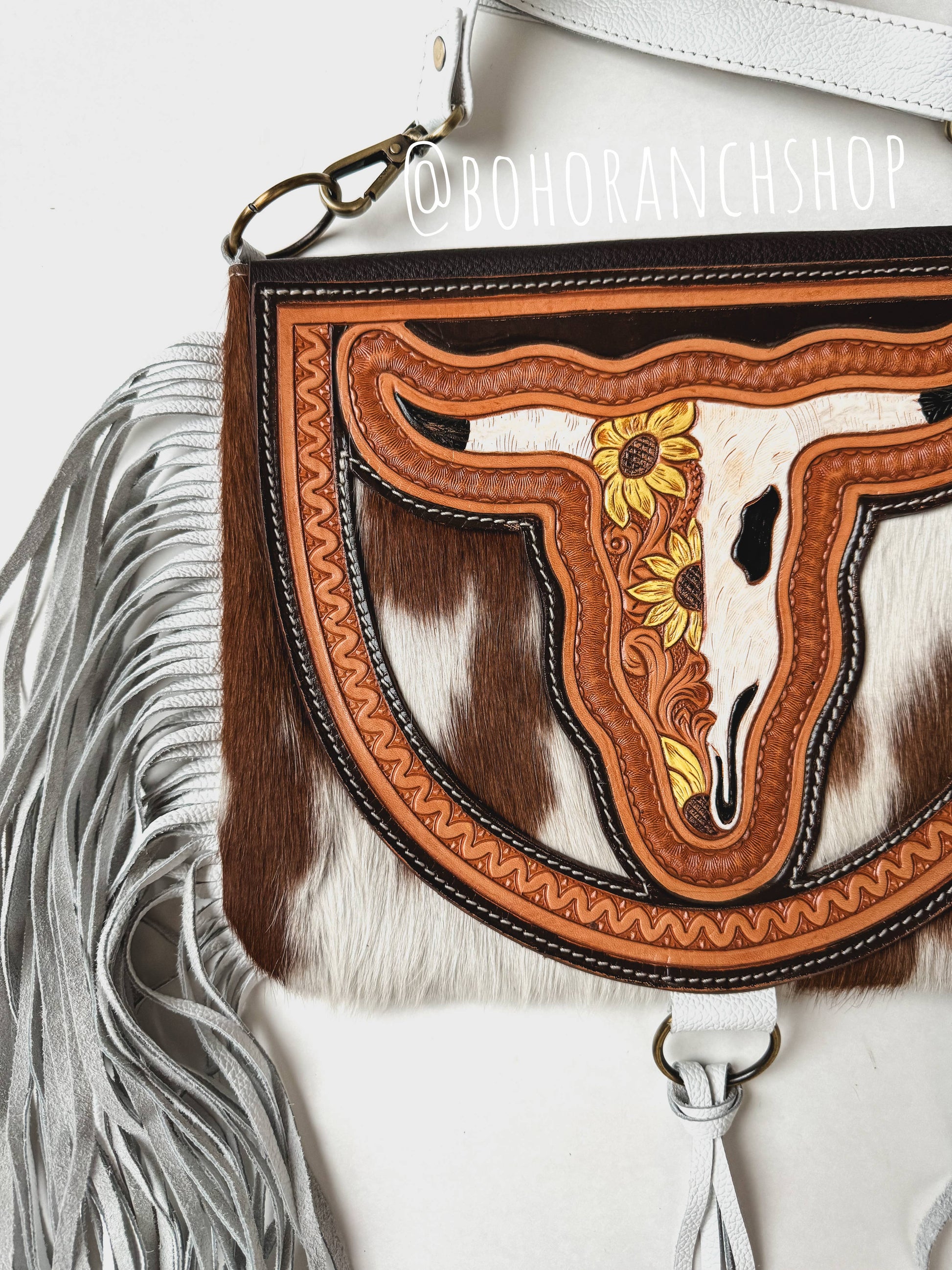 THE CAROLINE CROSSBODY steer longhorn - cowhide purse bag