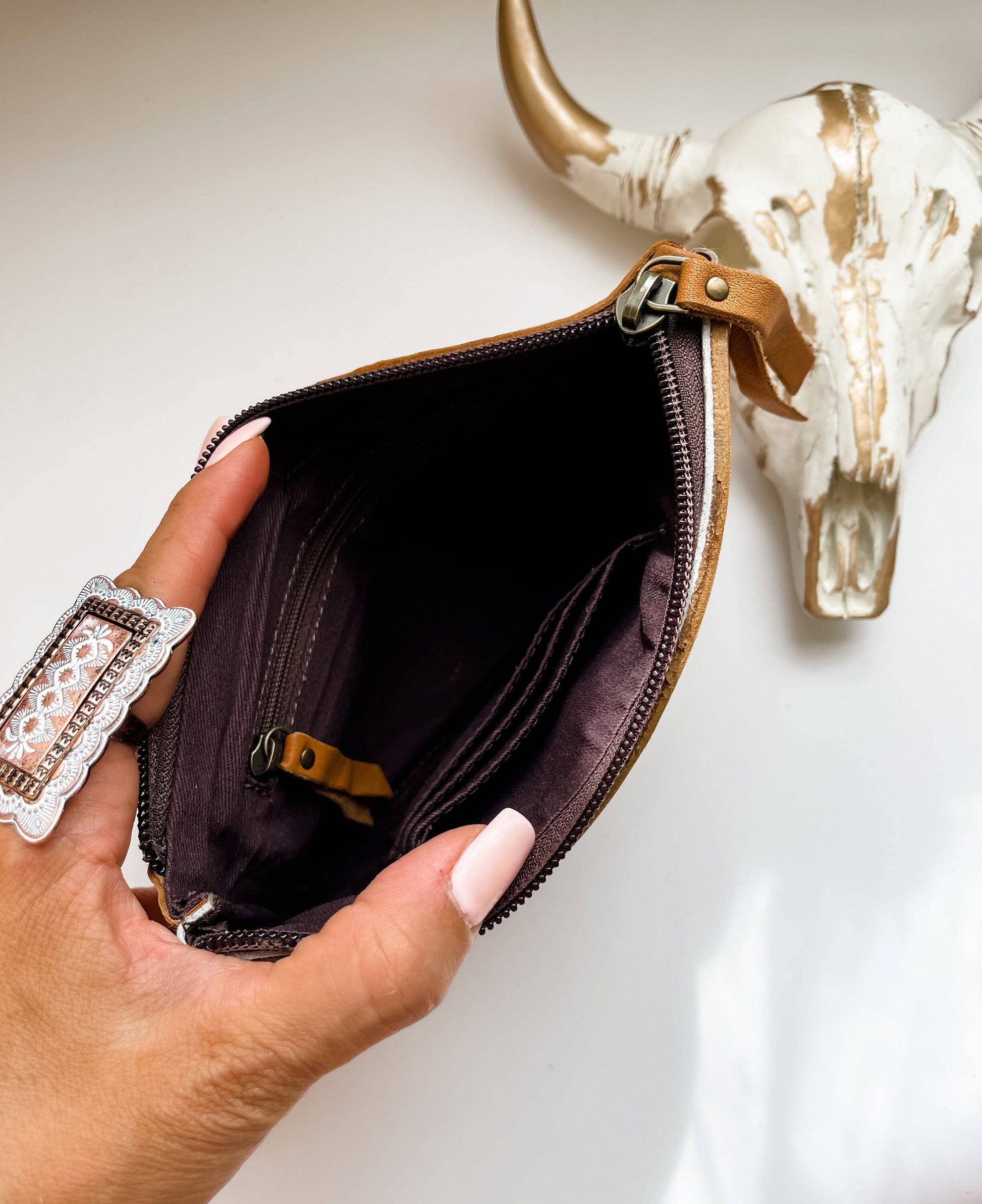 LEXIE COWHIDE WRISTLET Western Hairon Purse Bag