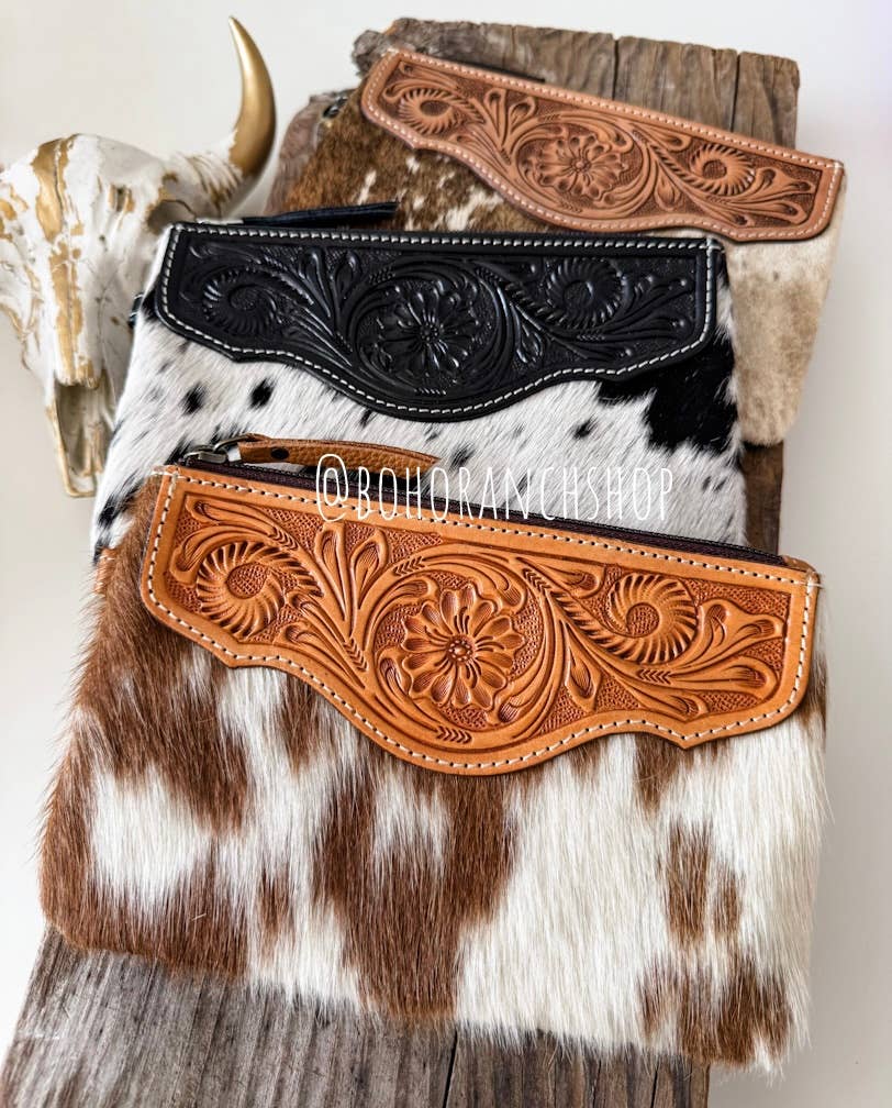 LEXIE COWHIDE WRISTLET Western Hairon Purse Bag