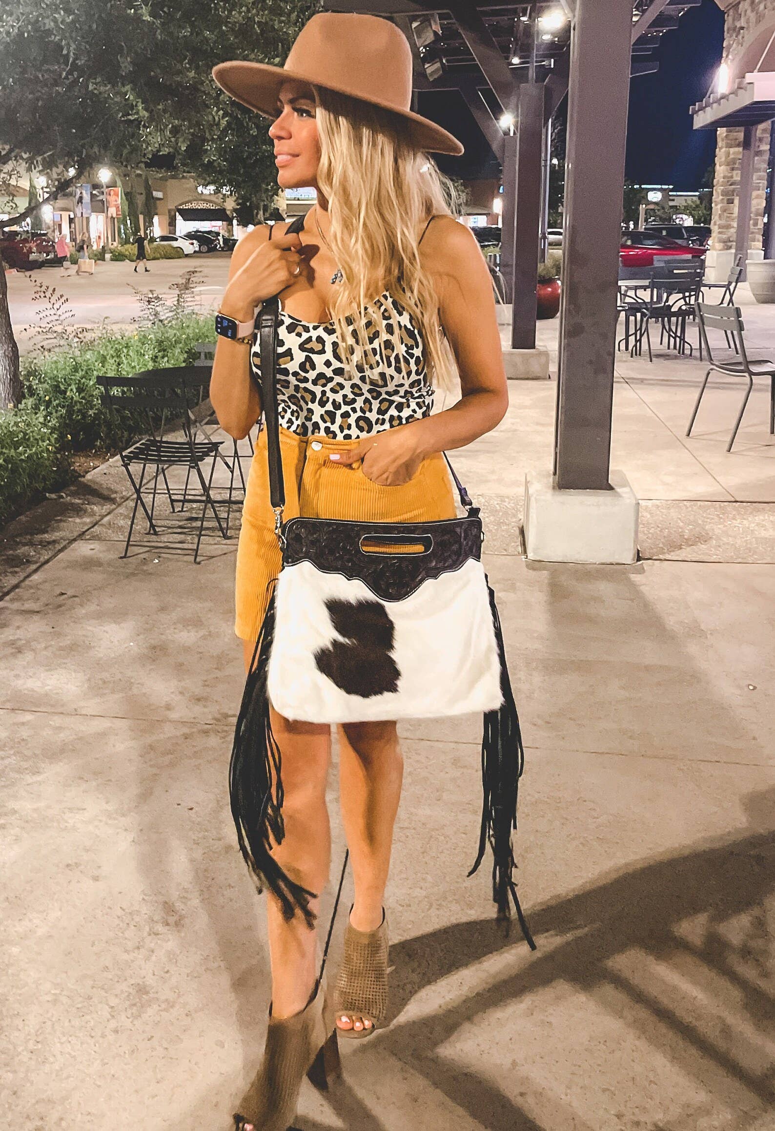 The Maggie Cowhide Leather Crossbody + Back zippered pockets