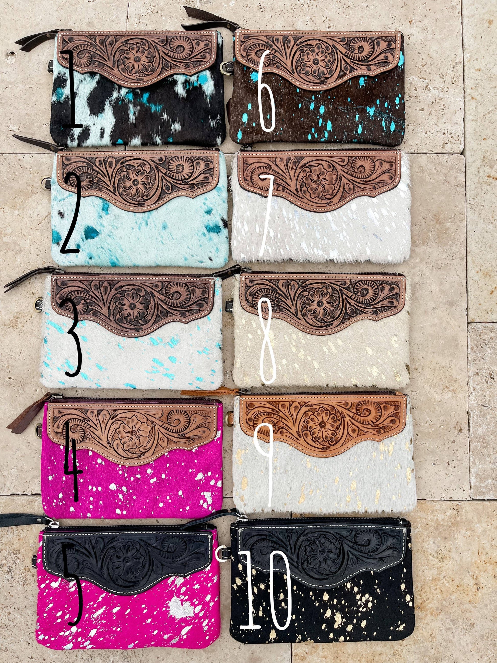 LEXIE COWHIDE WRISTLET Western Hairon Purse Bag