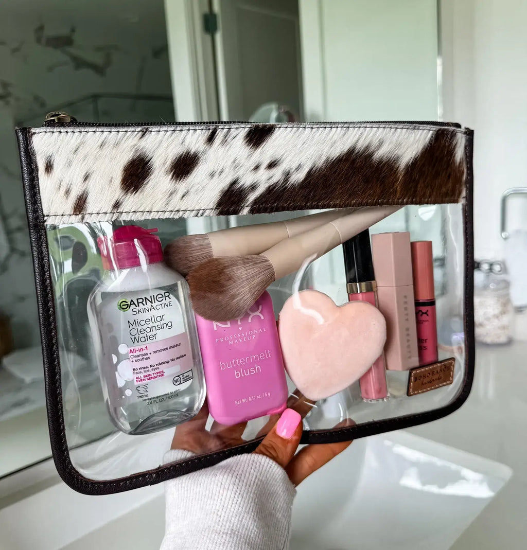 Cowhide Clear Toiletry Makeup Bag, organizer, Travel