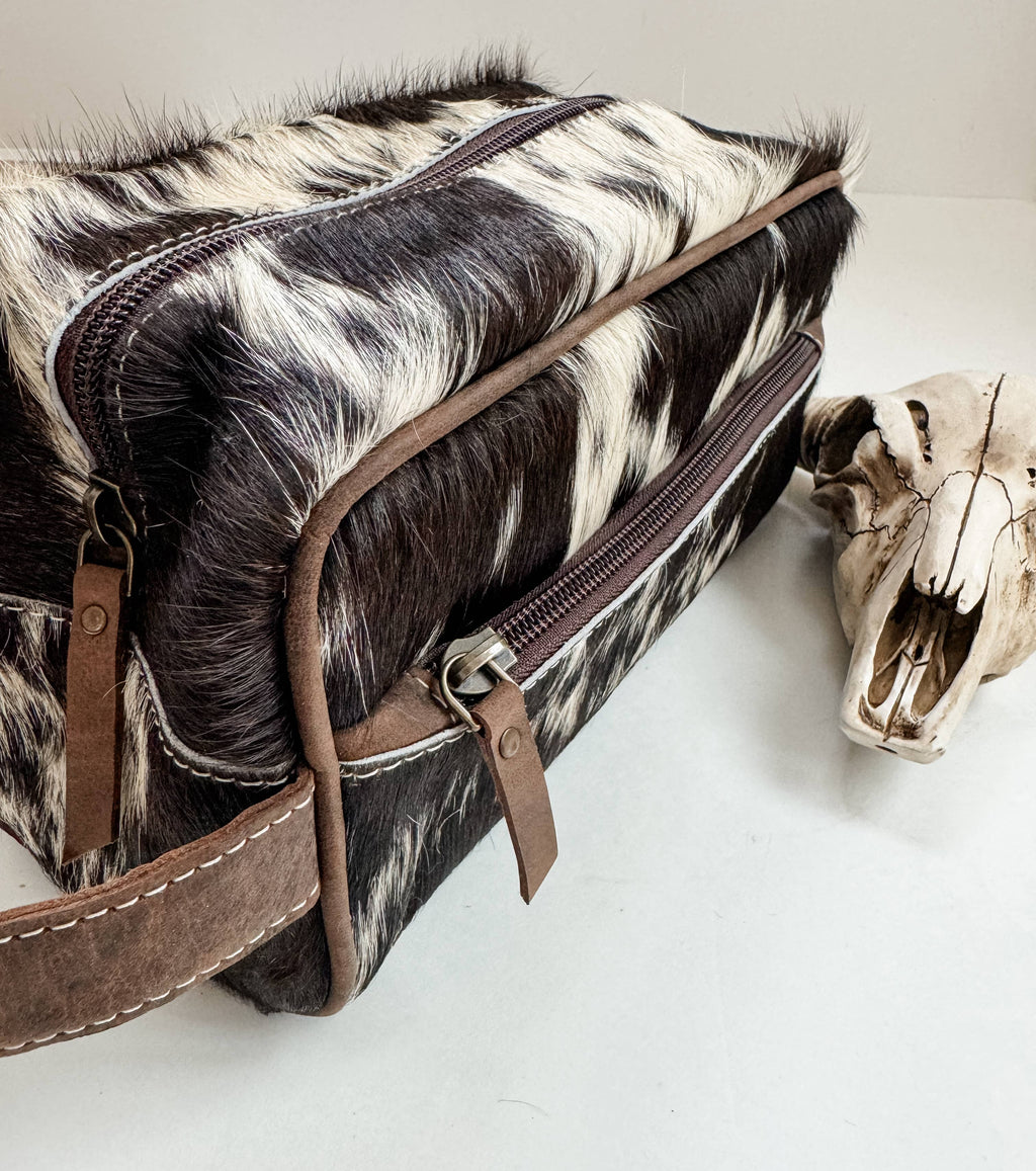 Cowhide | Western Toiletry Makeup Shaving Travel Bag