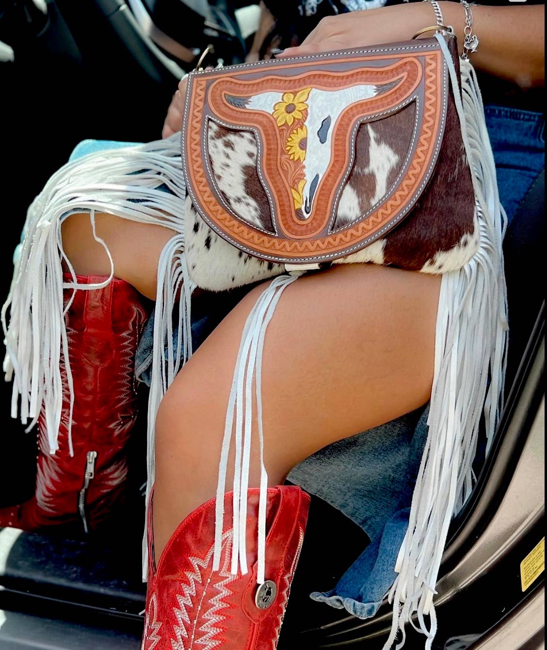 THE CAROLINE CROSSBODY steer longhorn - cowhide purse bag