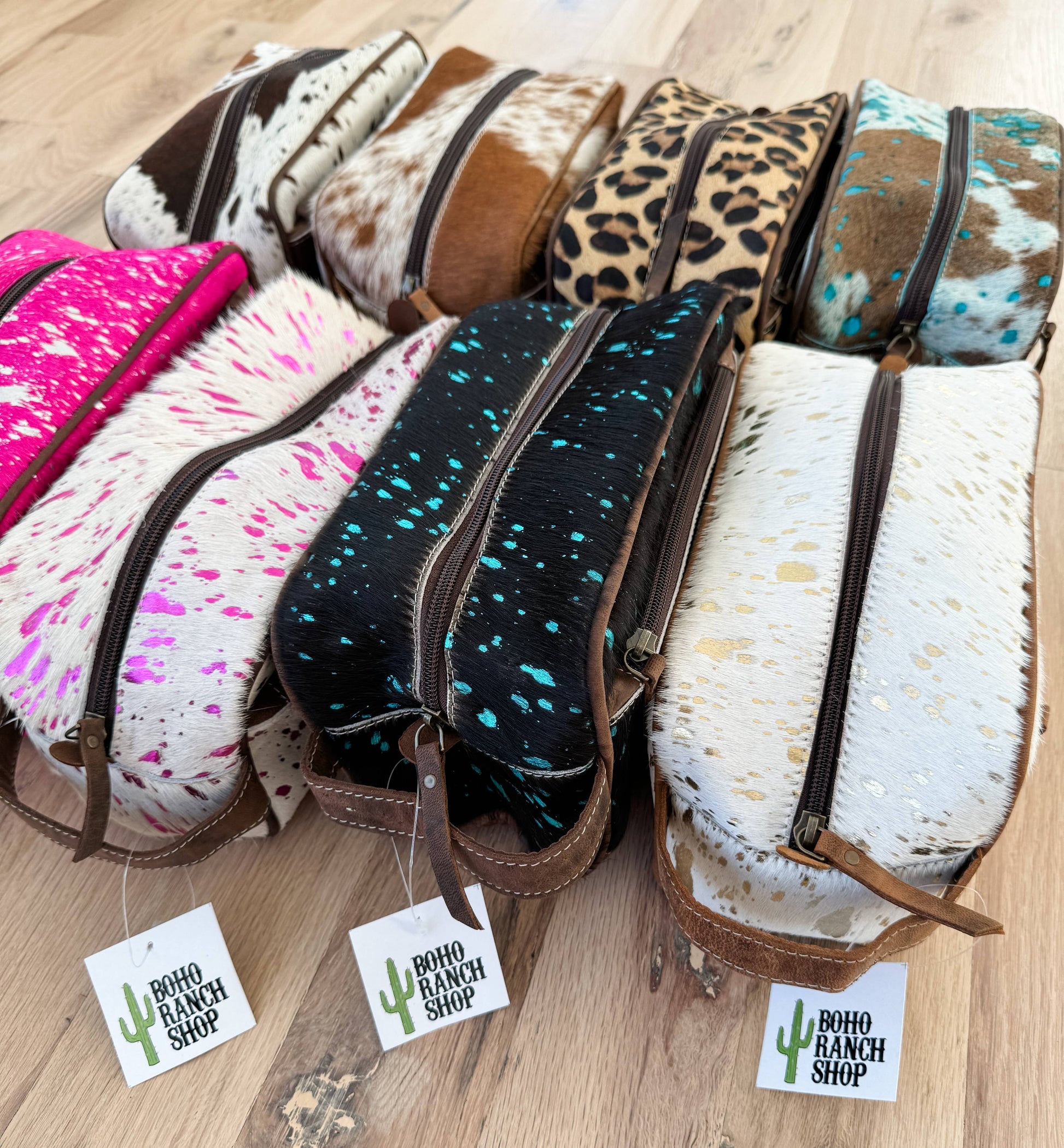 Cowhide | Western Toiletry Makeup Shaving Travel Bag