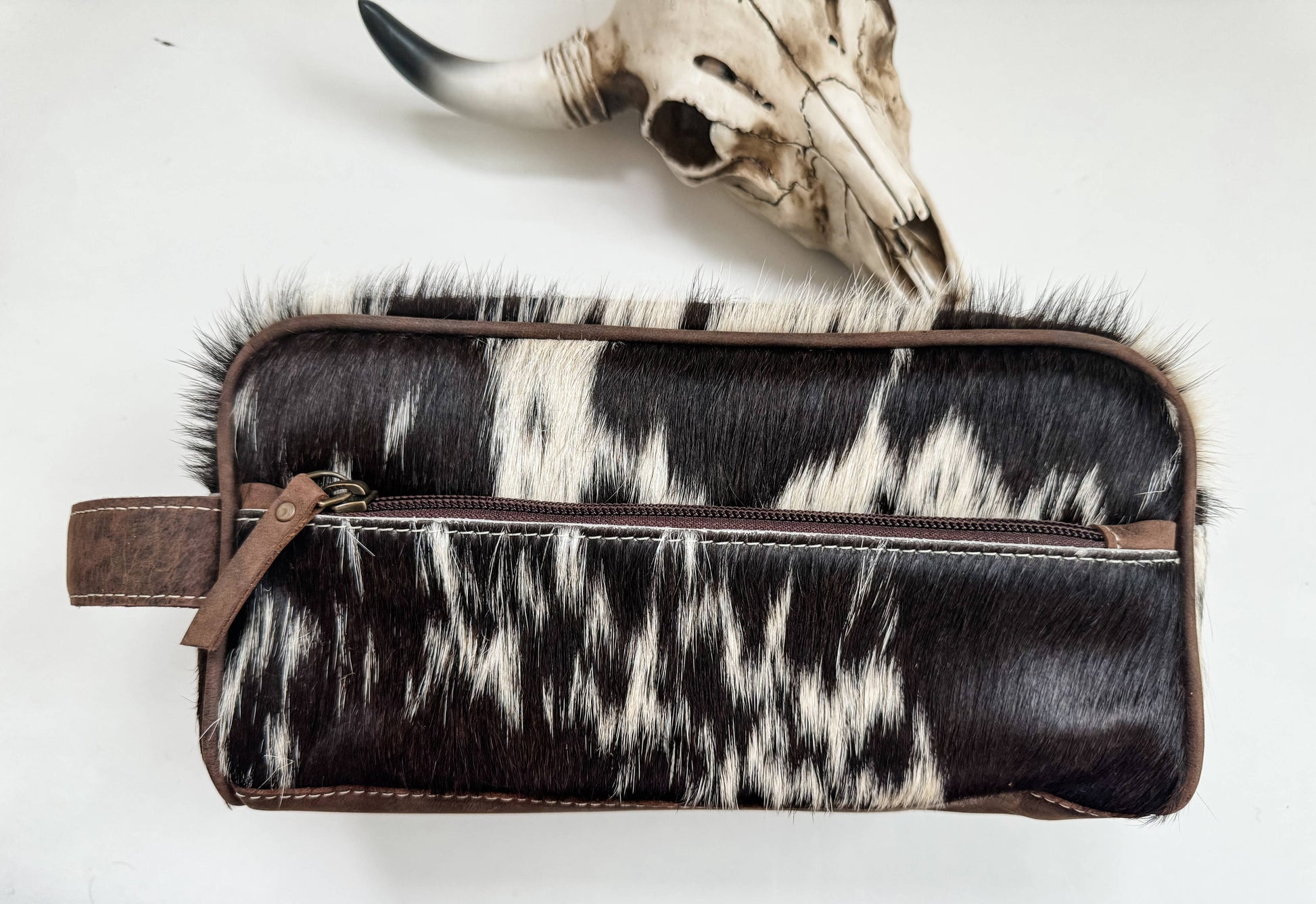 Cowhide | Western Toiletry Makeup Shaving Travel Bag
