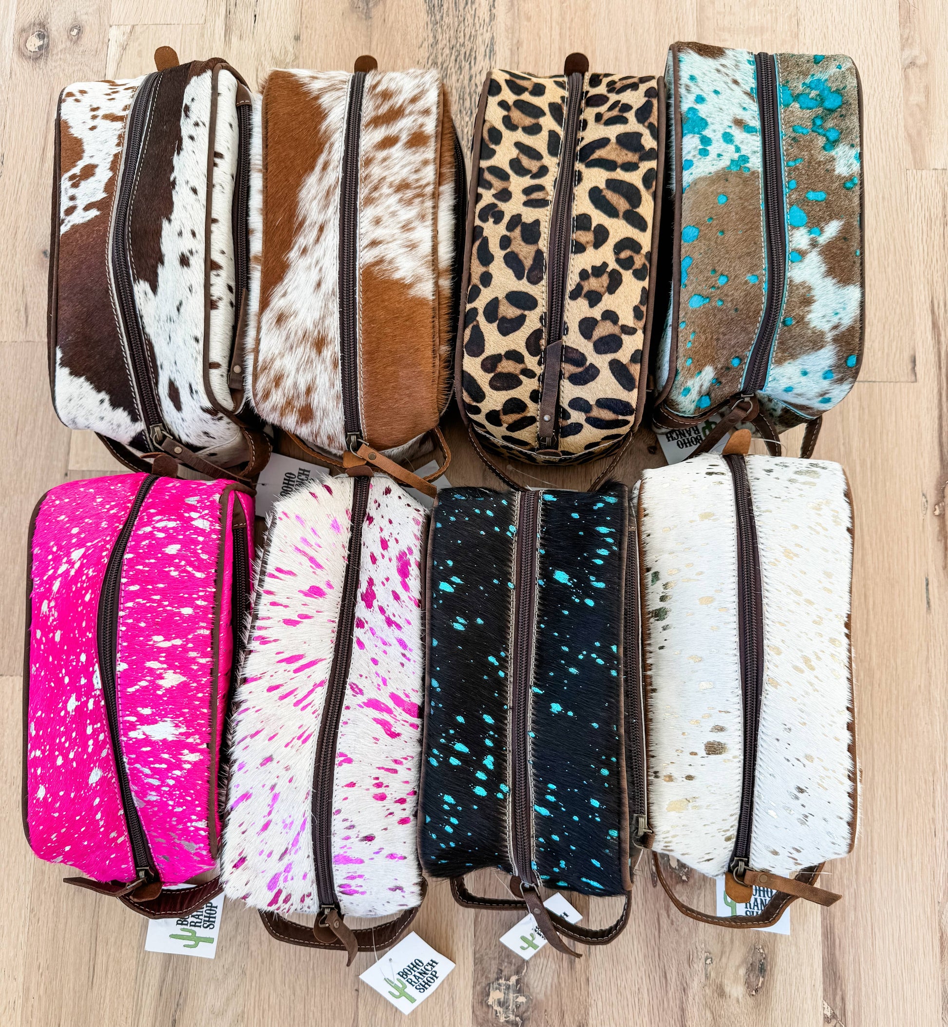 Cowhide | Western Toiletry Makeup Shaving Travel Bag