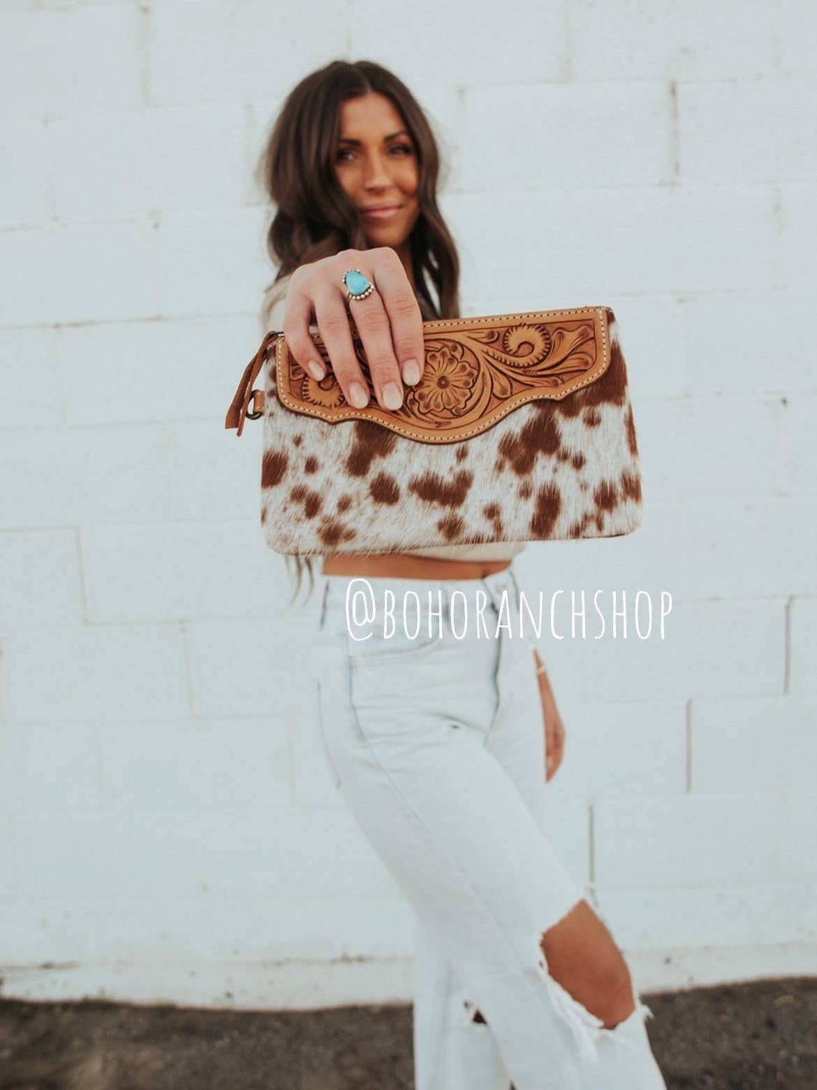 LEXIE COWHIDE WRISTLET Western Hairon Purse Bag