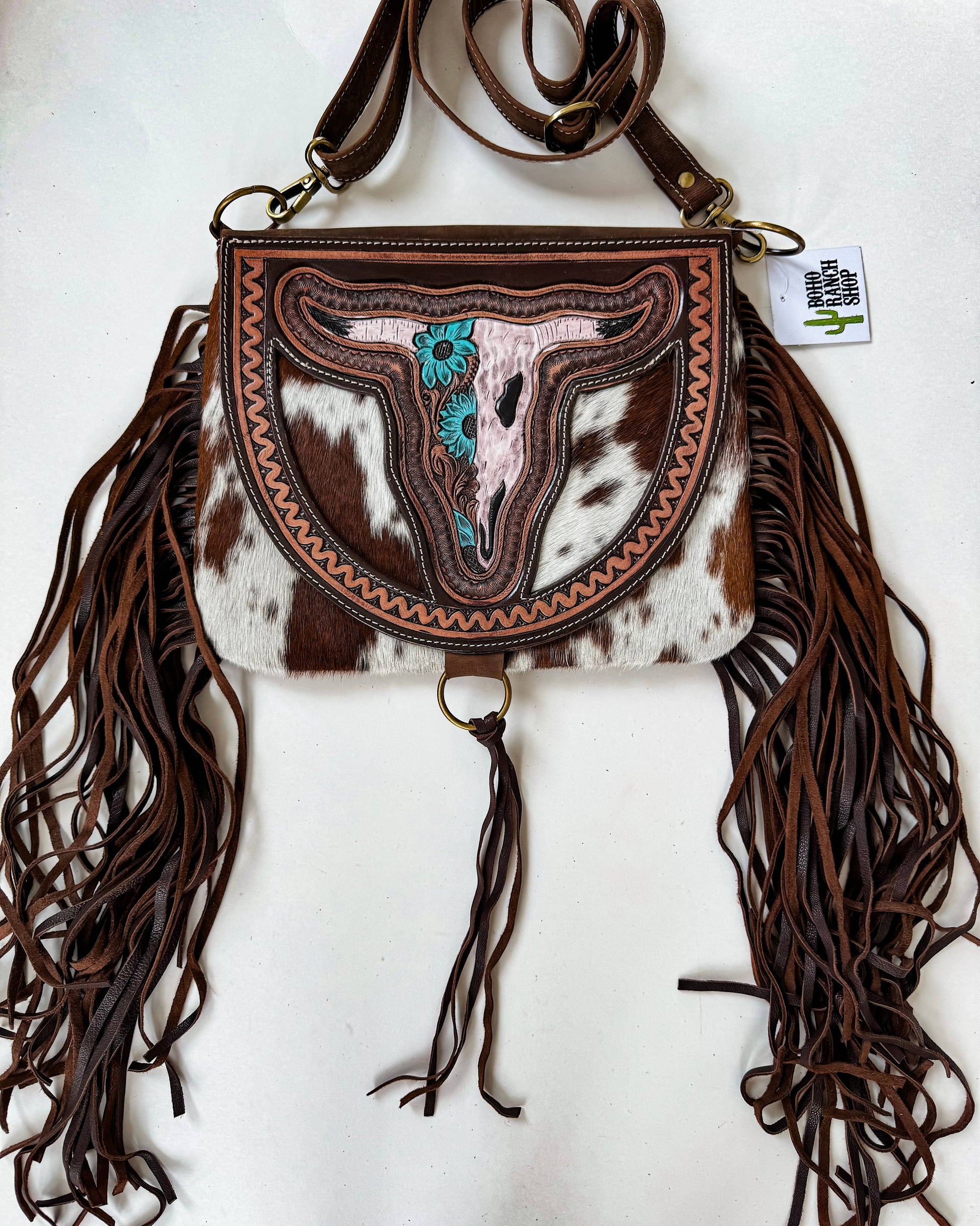 THE CAROLINE CROSSBODY steer longhorn - cowhide purse bag
